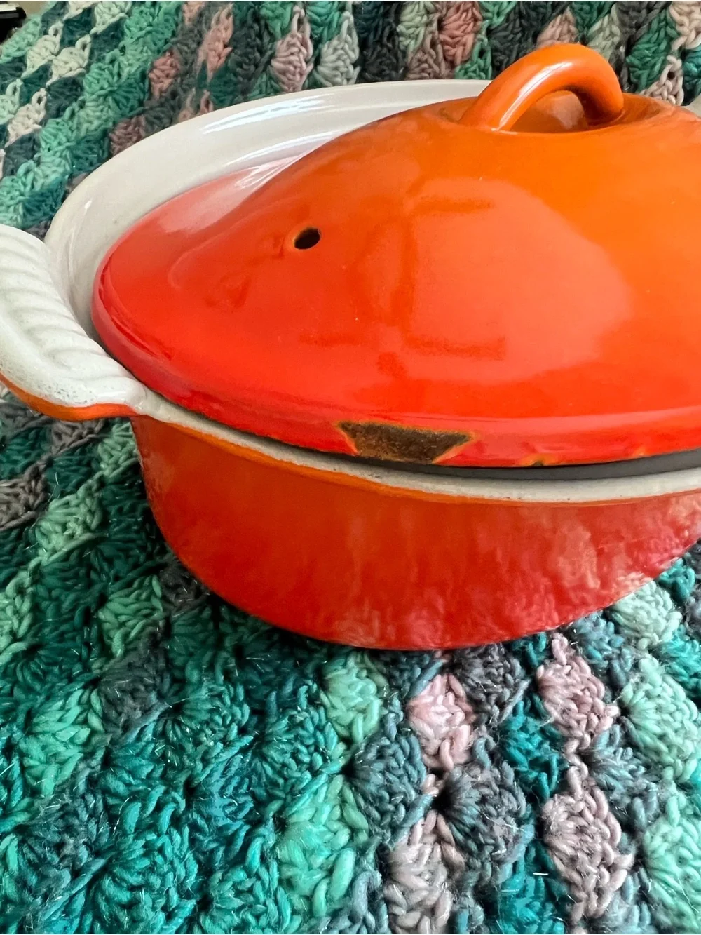 Vintage Descoware Flame Oval Baker Dutch Oven with Lid